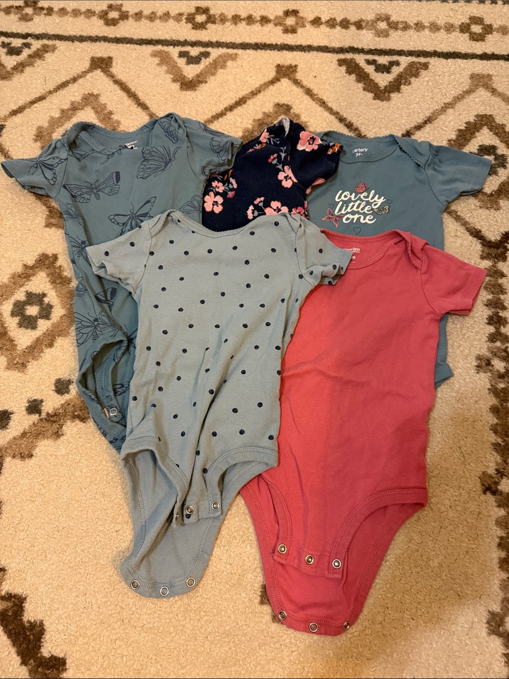 Carter's Baby One-Piece Bodysuit Pack - Teal, Navy, Dusty Blue, Rose